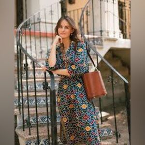 Sezane Robe Glorina Candy Multicolor Long Sleeve Dress